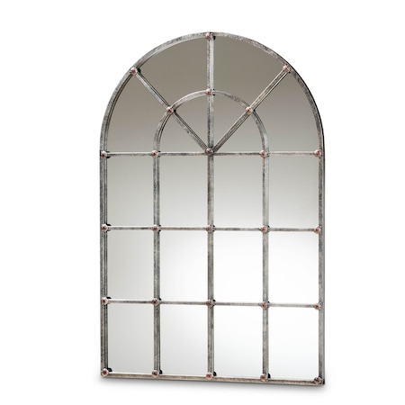 Newman Antique Silver Finished Arched Window Accent Wall Mirror